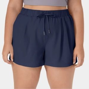 Halara High Waisted Elastic Waistband Drawstring Side Pocket Plus Size Shorts